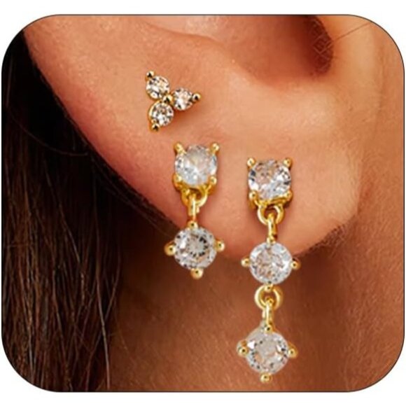 🆕 Women Gold Small Hoop Earrings Trendy Chunky Multiple Piercing Jewelry Gift - Picture 1 of 7